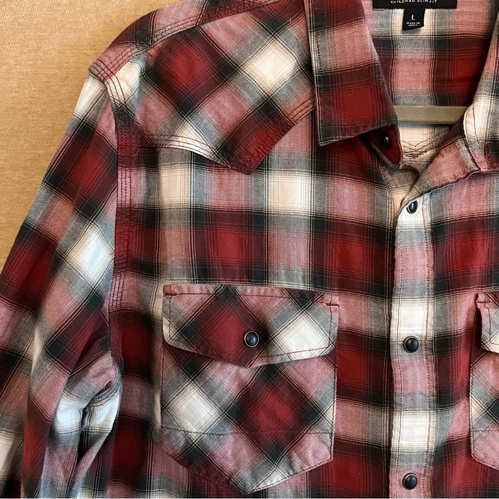 BANANA REPUBLIC Tailored Slim Fit Cotton Plaid Shirt
